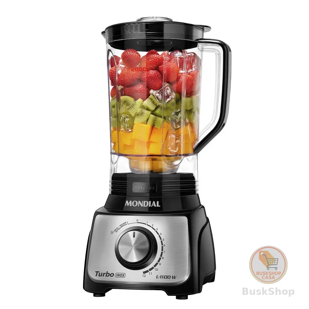 Liquidificador Turbo Mondial Preto e Inox 1100W L-1100 BI