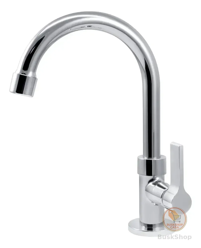 Torneira Lavatorio Lavabo Banheiro Luxo Bica Alta Cromada 1/4 De Volta Balencia