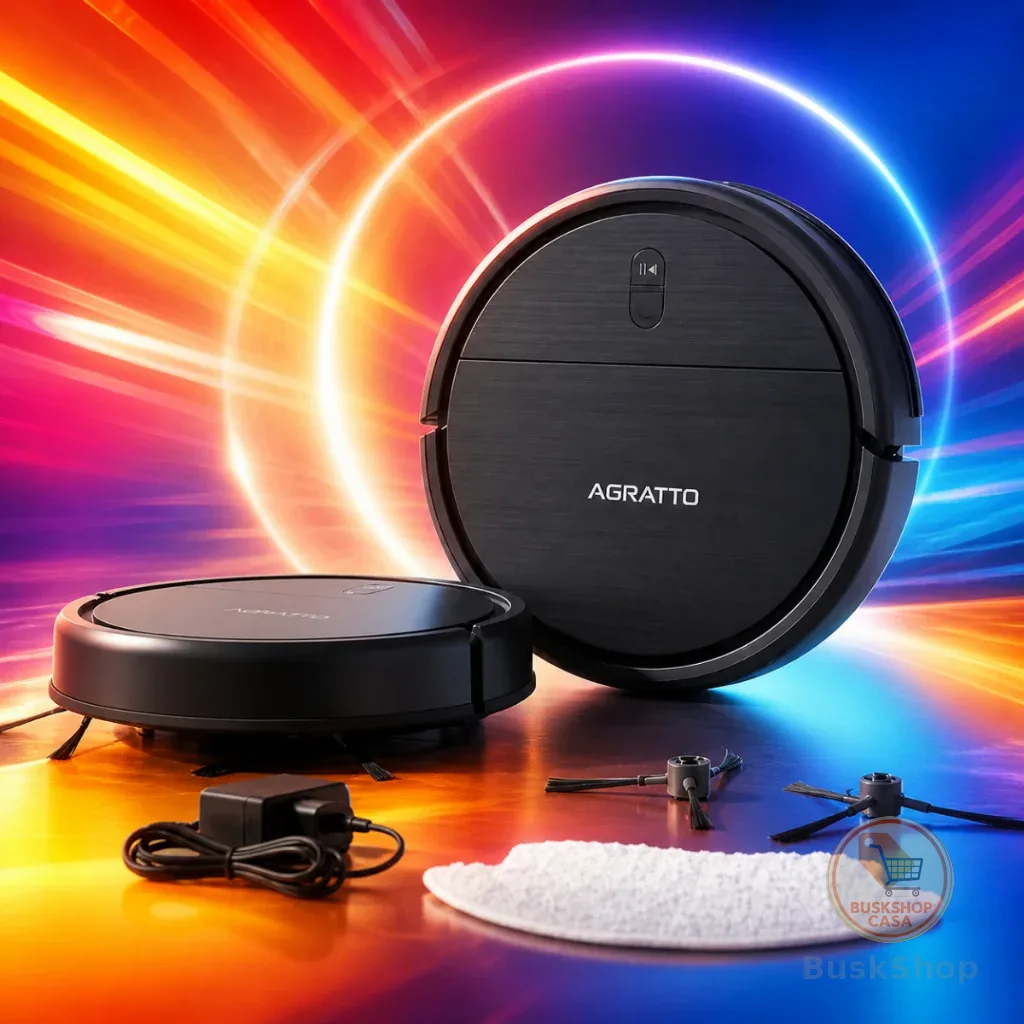 Aspirador Robô Agratto Praticci Premium Bivolt Preto Limpeza Automática Inteligente sem Esforço Água