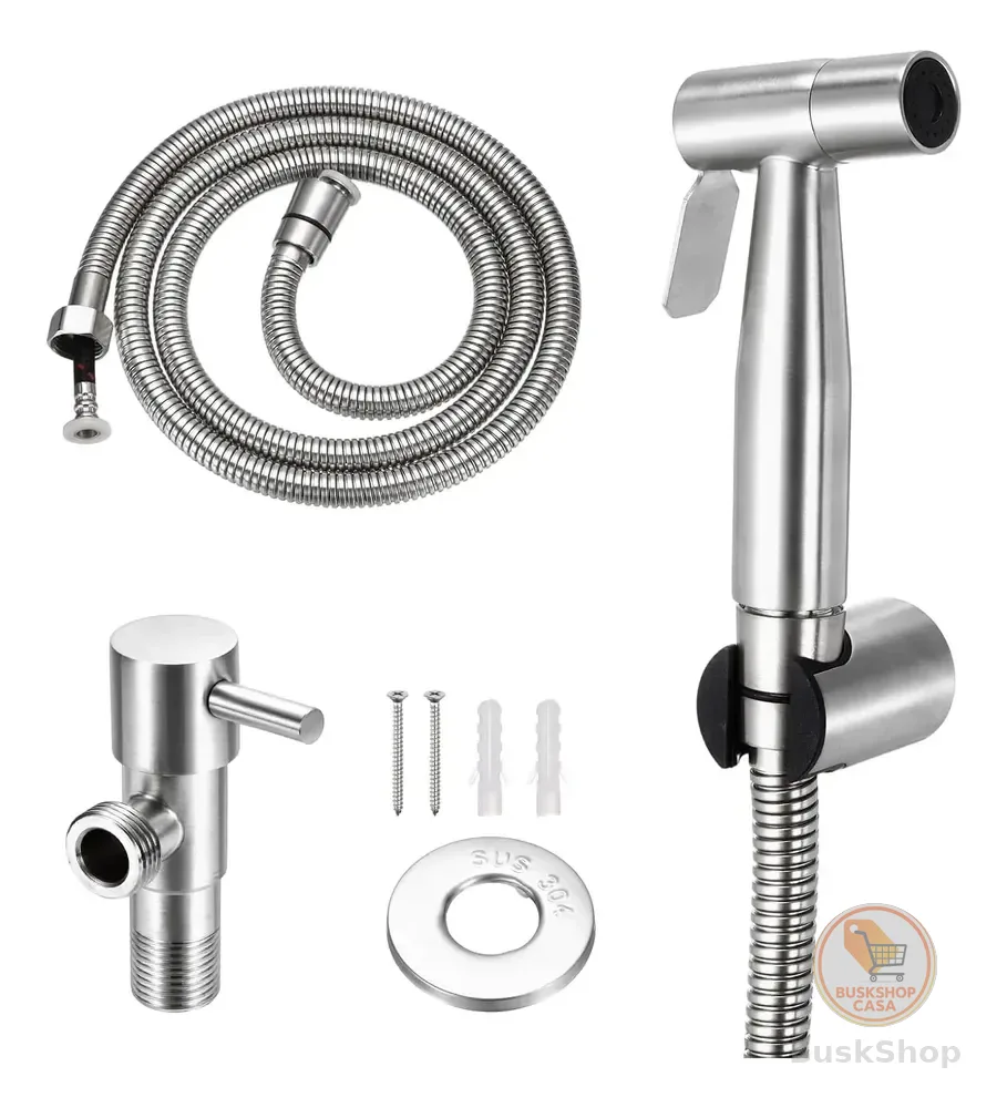 Ducha Higiênica 1/4 Volta 304 Inox Mangueira De Aço Inox