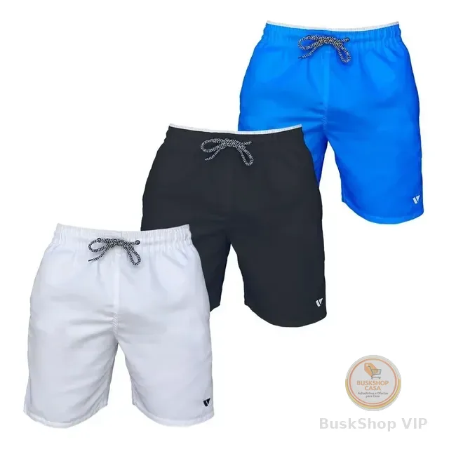 Kit 3 Bermudas Lisas Amarração Shorts Academia Treino Praia