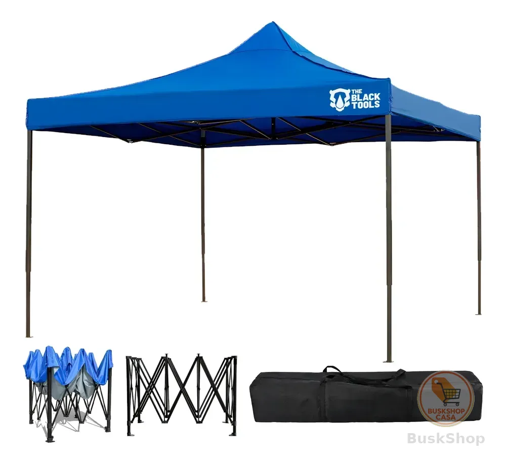 Tenda Sanfonada Proteção Uv 3x3m Gazebo Ajustável C/ Bolsa Azul