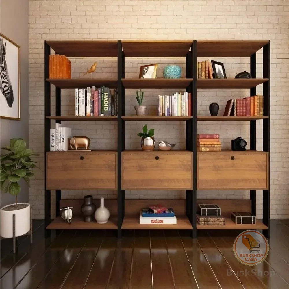 Título: Conjunto 3 Estantes Para Livros Industrial 1 Porta Mdp Db