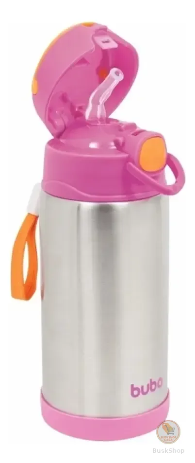 Garrafa Térmica Parede Dupla Rosa 400ml - Buba