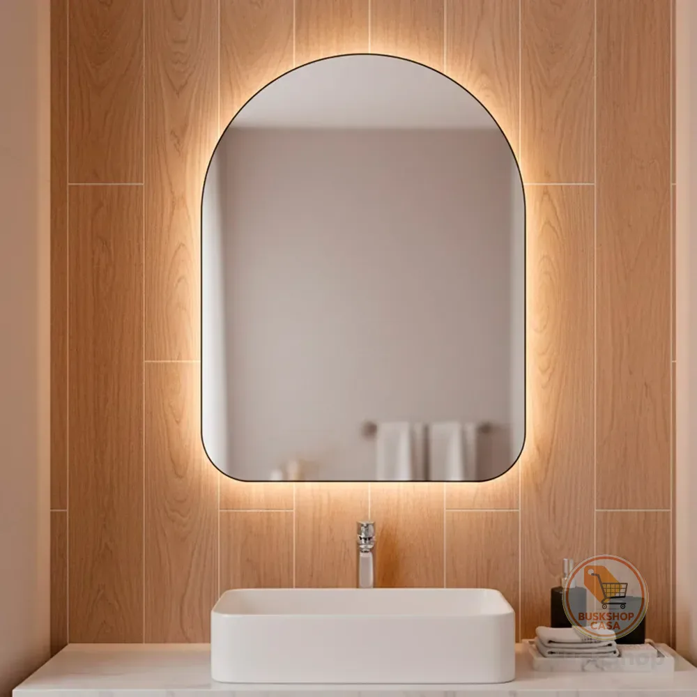 Espelho Orgânico Capela Led 44x64 Para Sala Quarto Banheiro Moldura Capela Led Frio