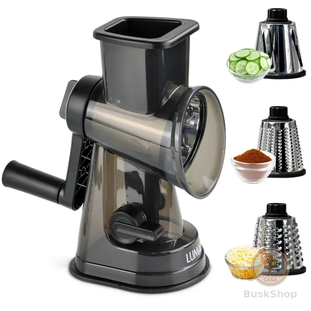 Lumai Ralador Fatiador Manual Manivela Ventosa 3 Lâminas Inox Legumes Queijo Cozinha