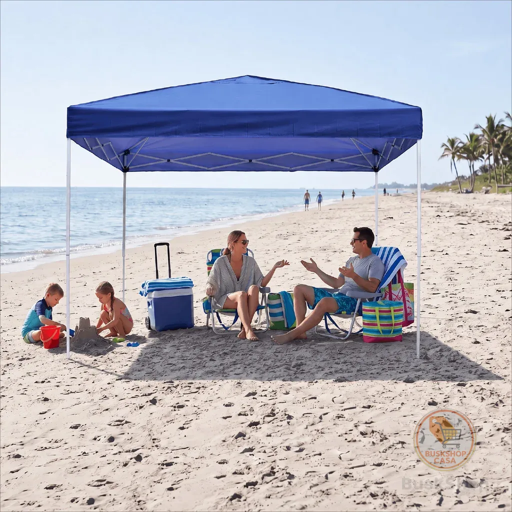 Tenda Gazebo Sanfonada 3x3 Dobrável Reforçada Impermeável Para Camping Eventos Feira Praia Com Bolsa Transporte Azul