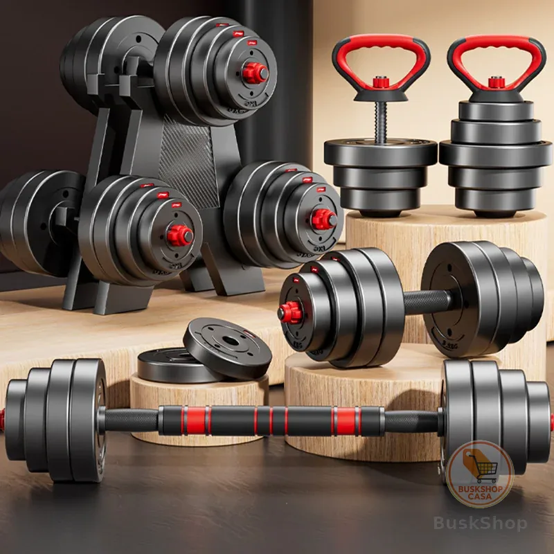 Kit Halteres Barra Kettlebell 6 em 1 Peso Musculação treino em casa