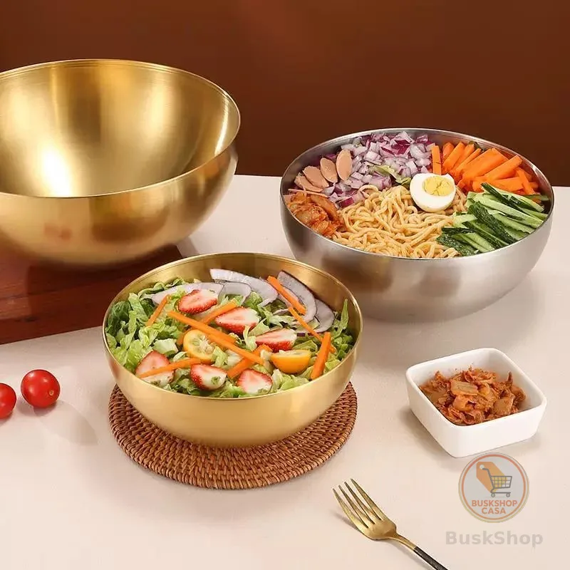 Tigela Bowl Aço Inox Dourado 15cm,20cm,24cm,28cm Bacia Multiuso Cozinha