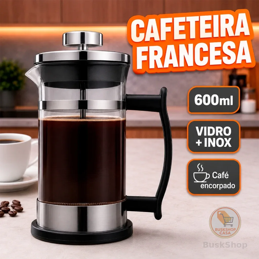 Cafeteira Francesa 600ml Cremeira Inox Leite Café Chá