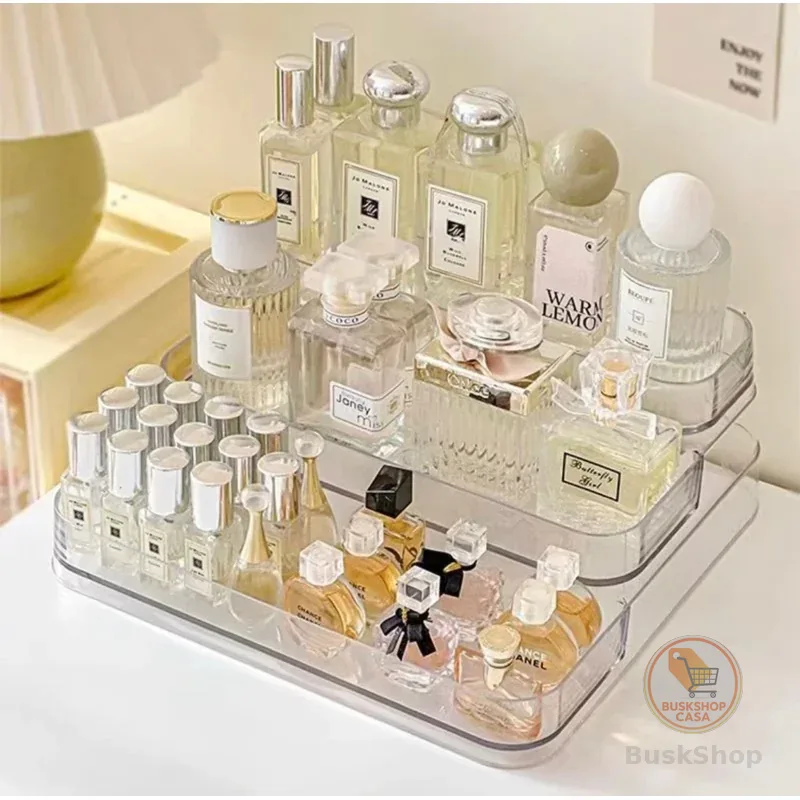 Expositor de Perfumes Cosméticos 3 Andares Multiuso Organizador Prateleira Diamante Acrílico Porta Maquiagem Beleza