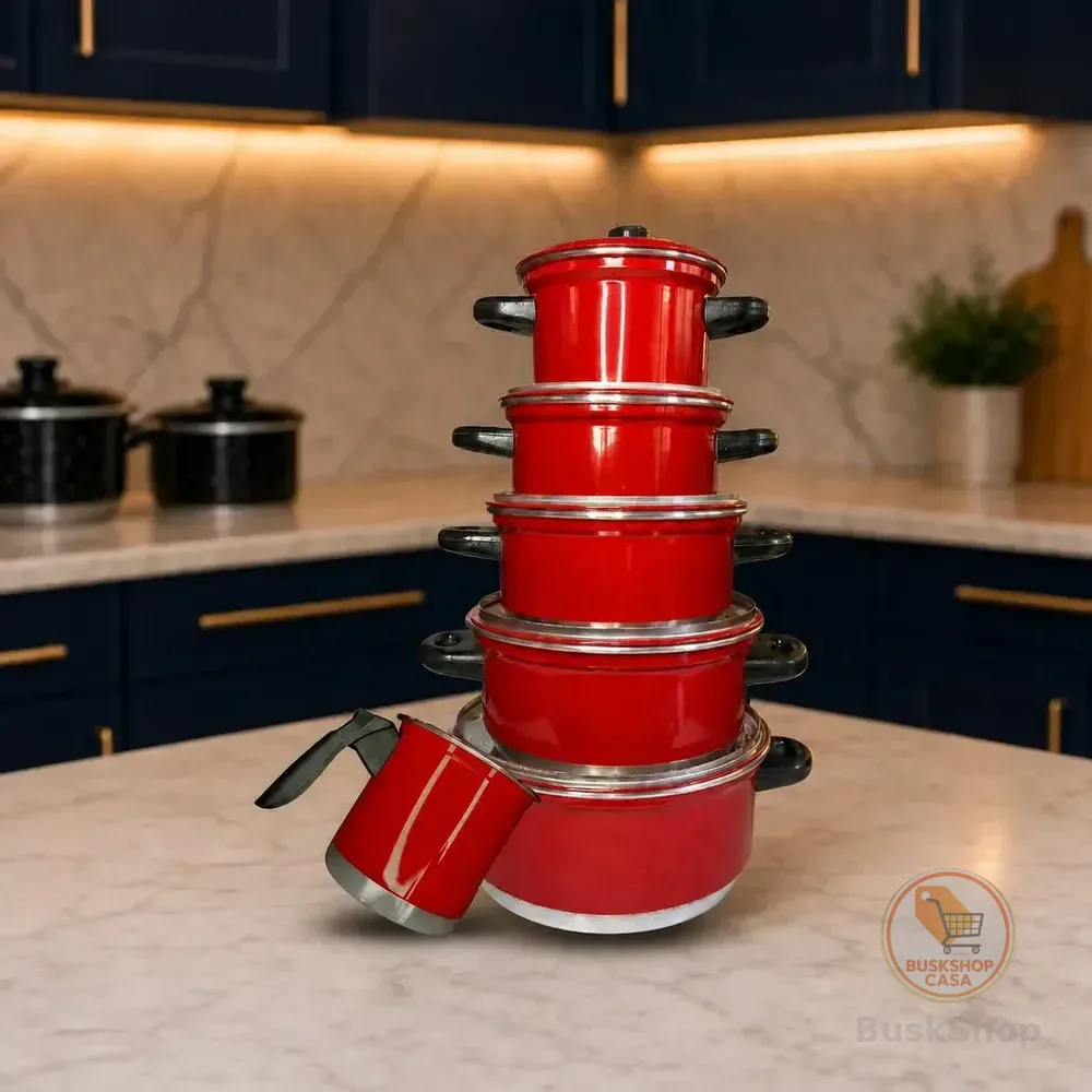 Jogo De Panelas Com 6 Peças + Cor Vermelho Pigmentado