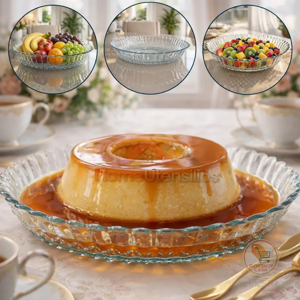 Prato Com Borda Em Vidro Centro De Mesa Para Bolo Pudim Torta E Frutas Multiuso 30 CM