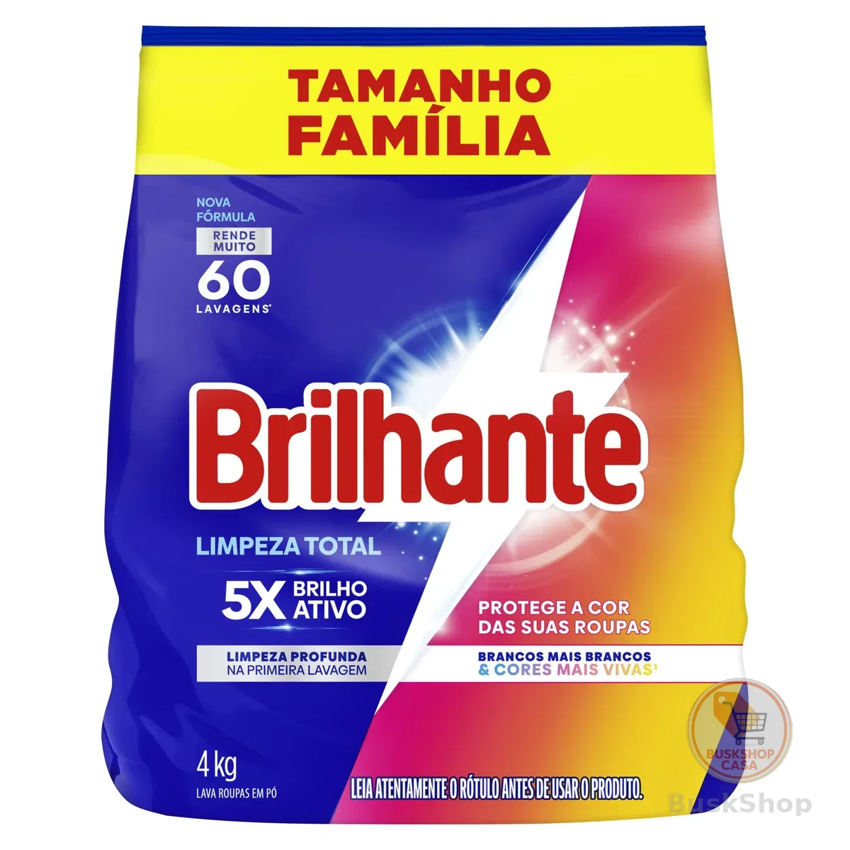Brilhante Lava-Roupas Em Pó Limpeza Total Pacote Tamanho Família 4 Kg