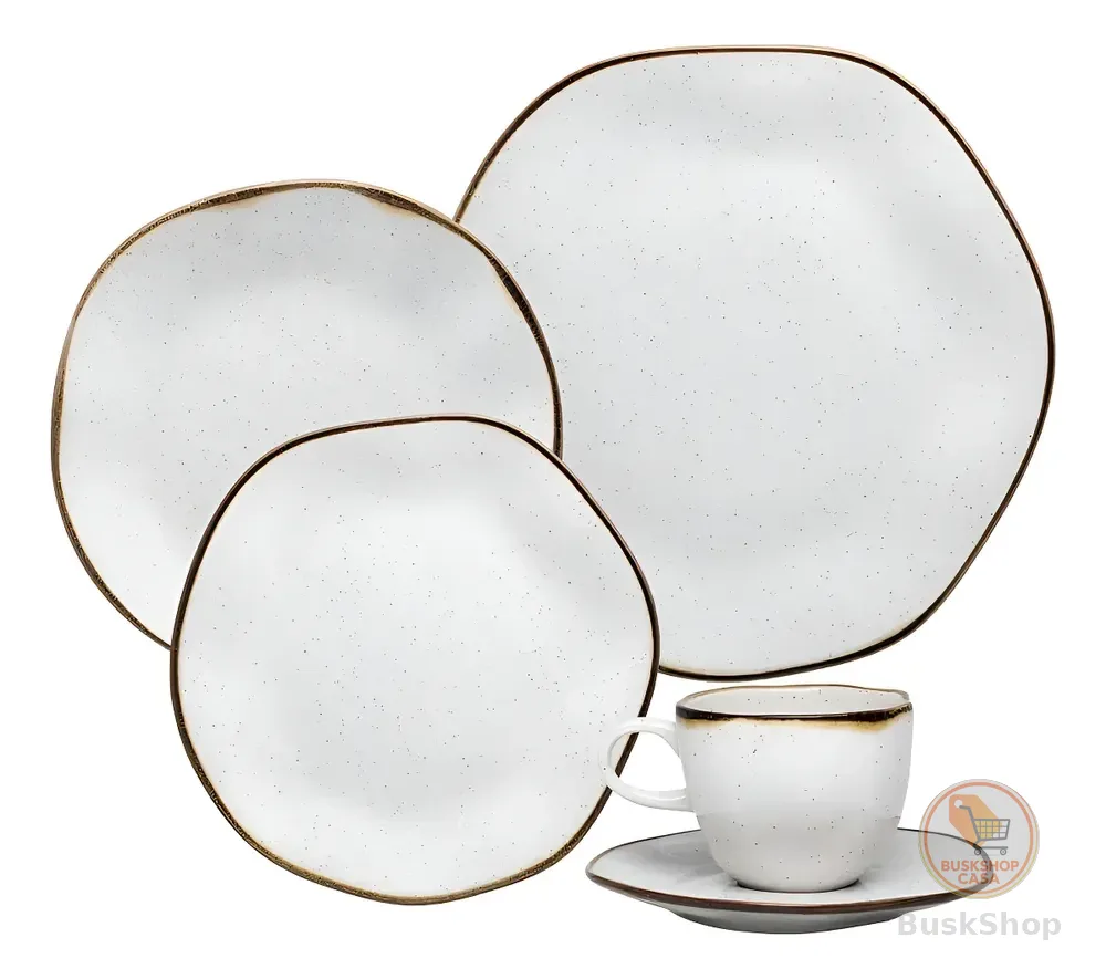 Jogo De Jantar 20 Peças Oxford Porcelana Ryo Maresia Cor Branco