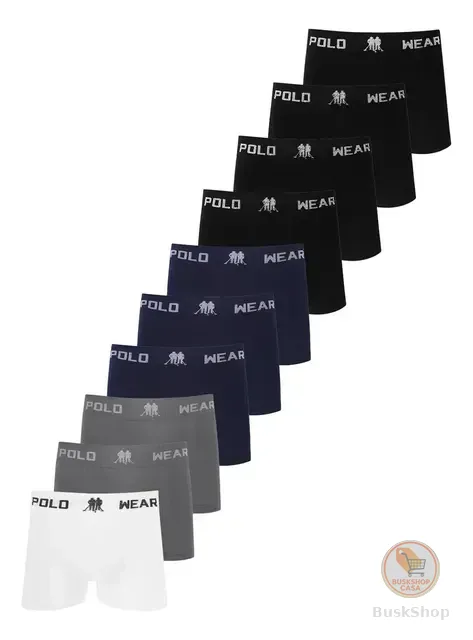 Kit 10 Cuecas Boxer Lisa Polo Wear Sortido