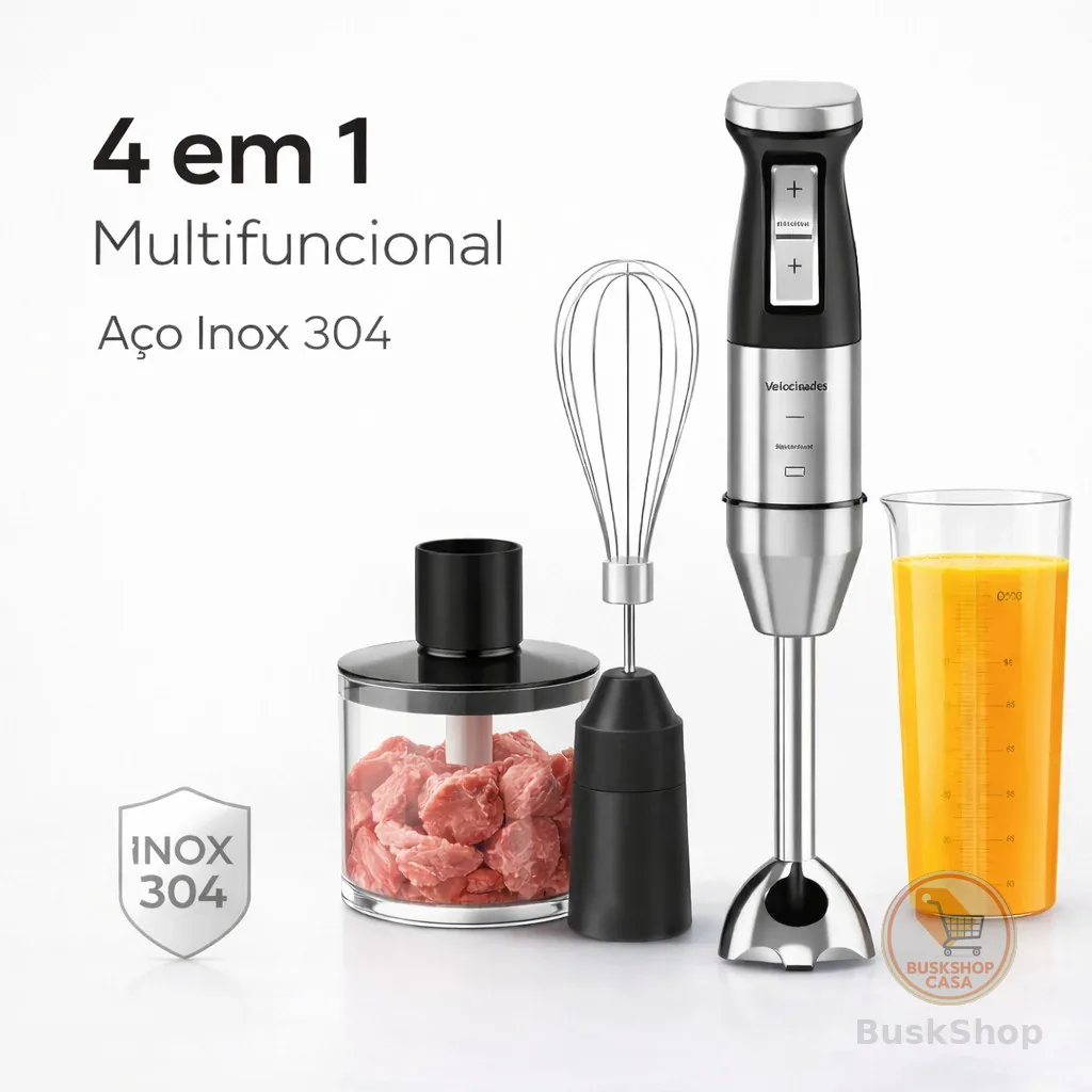 Mixer Elétrico com Processador 4 em 1 300W | Multifunção para Cozinha