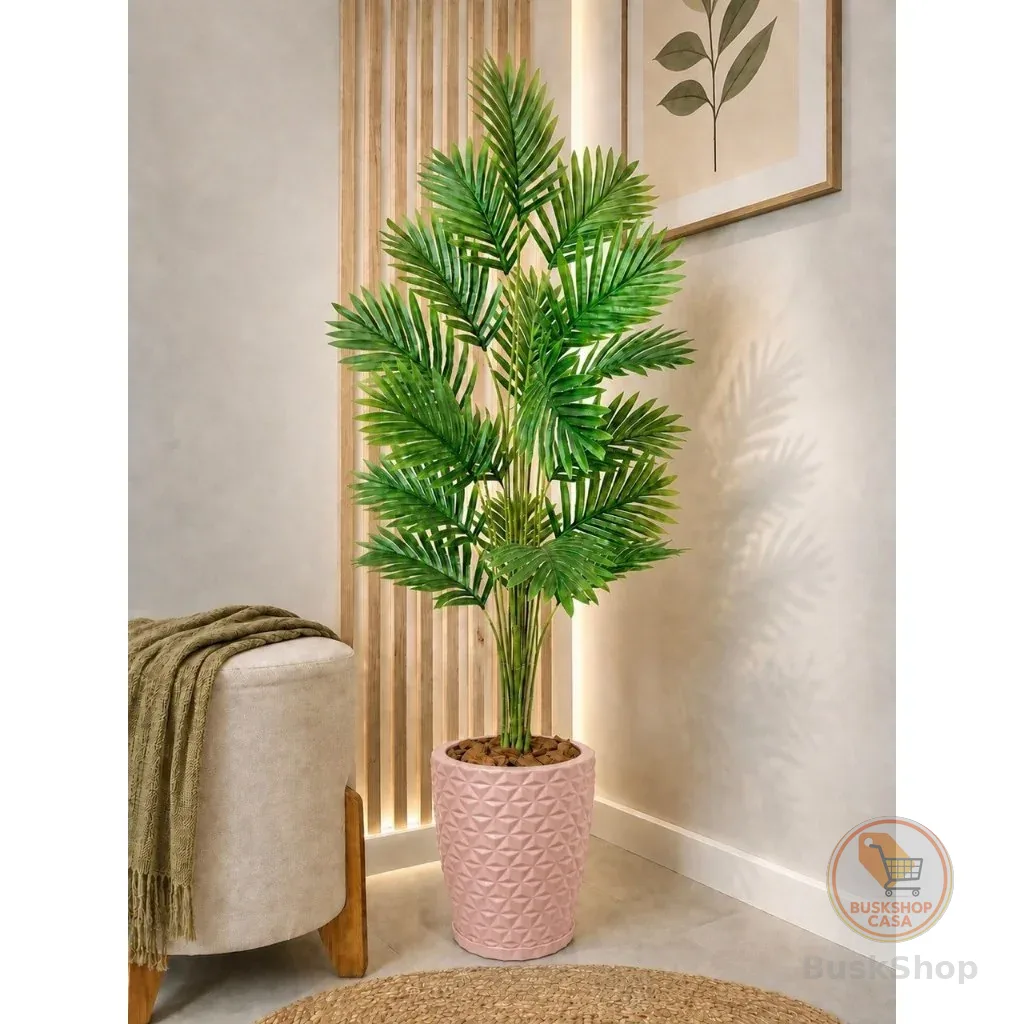 Palmeira Artificial Grande Com Vaso Polietileno Completo