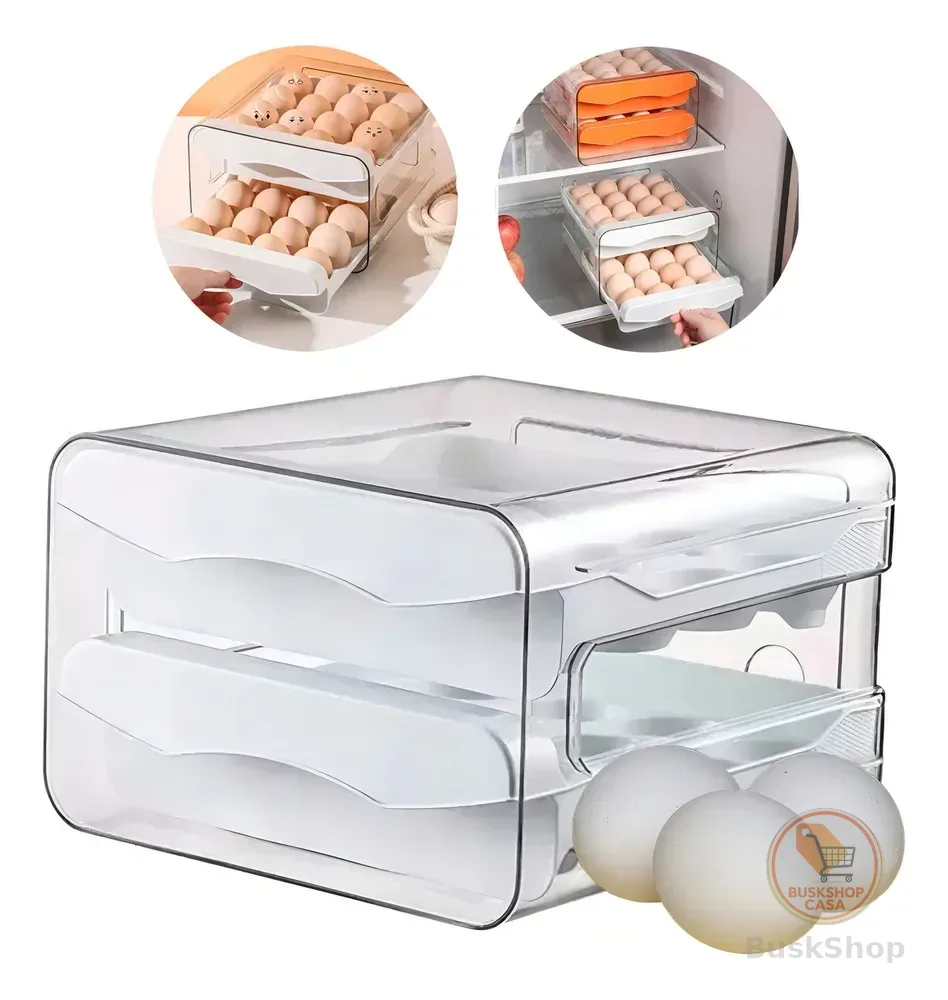 Organizador para Ovos de Geladeira com Tampa e Capacidade para 32 Unidades