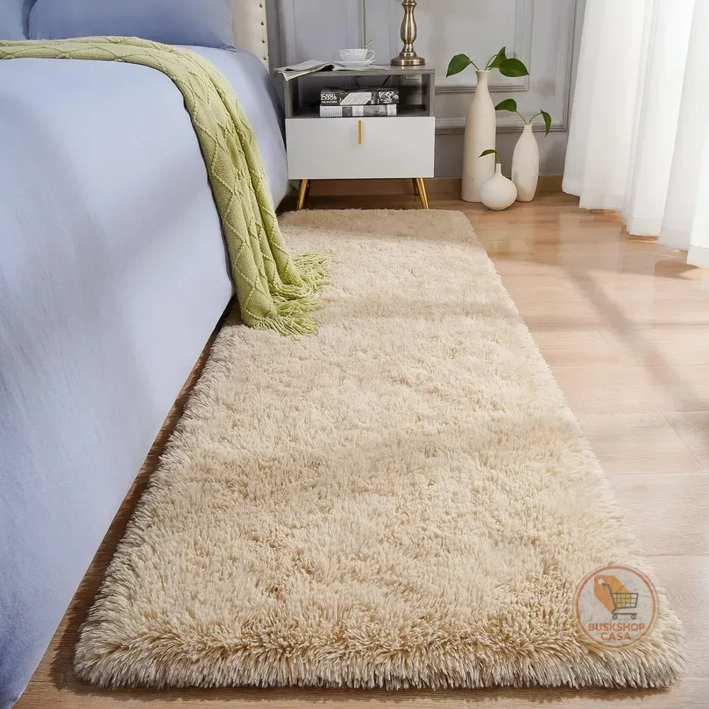 Passadeira Felpuda Bege Corredor 2m Texfine Poliéster Sala Quarto Cozinha