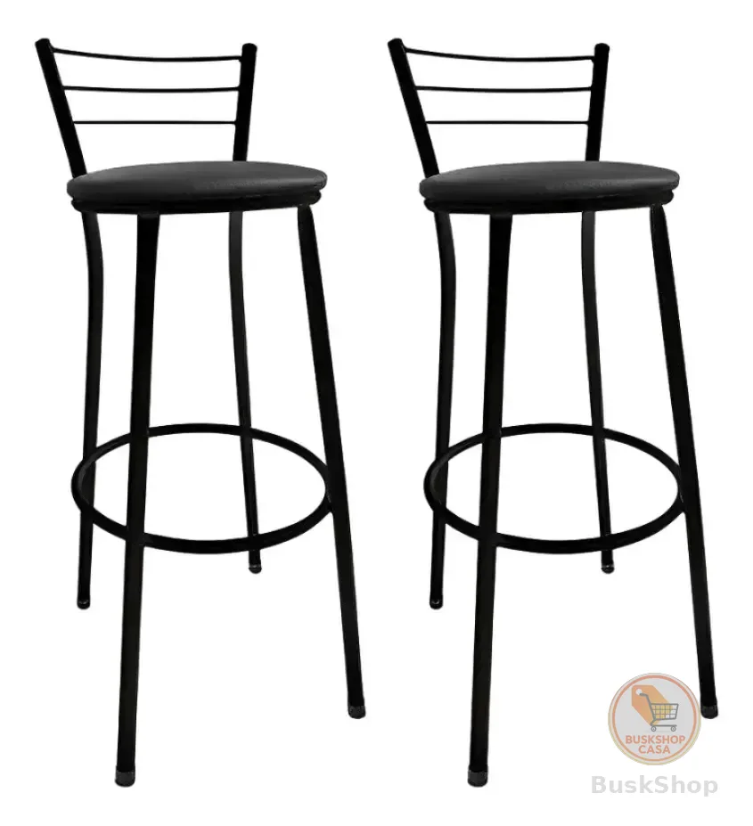 Banqueta Bistro Alta Cozinha, Balcão, Lanchonete Preto Kit 2