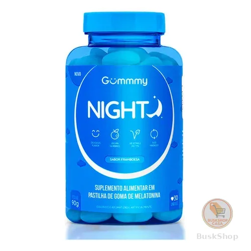 Gummy Night Melatonina Suplemento Alimentar Em Pastilha Goma Sabor Framboesa 30 Unidades