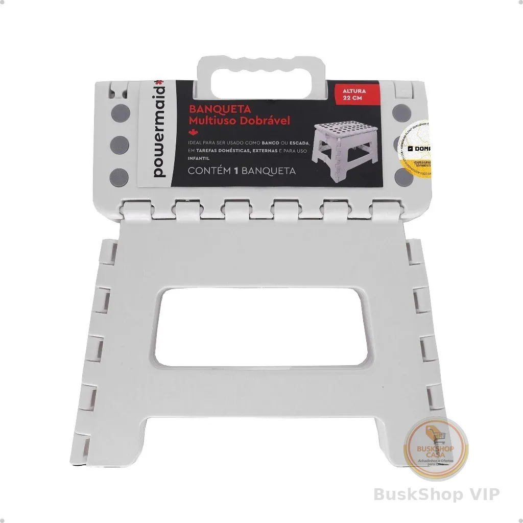 Banqueta Multiuso Dobrável Branca Resistente Powermaid