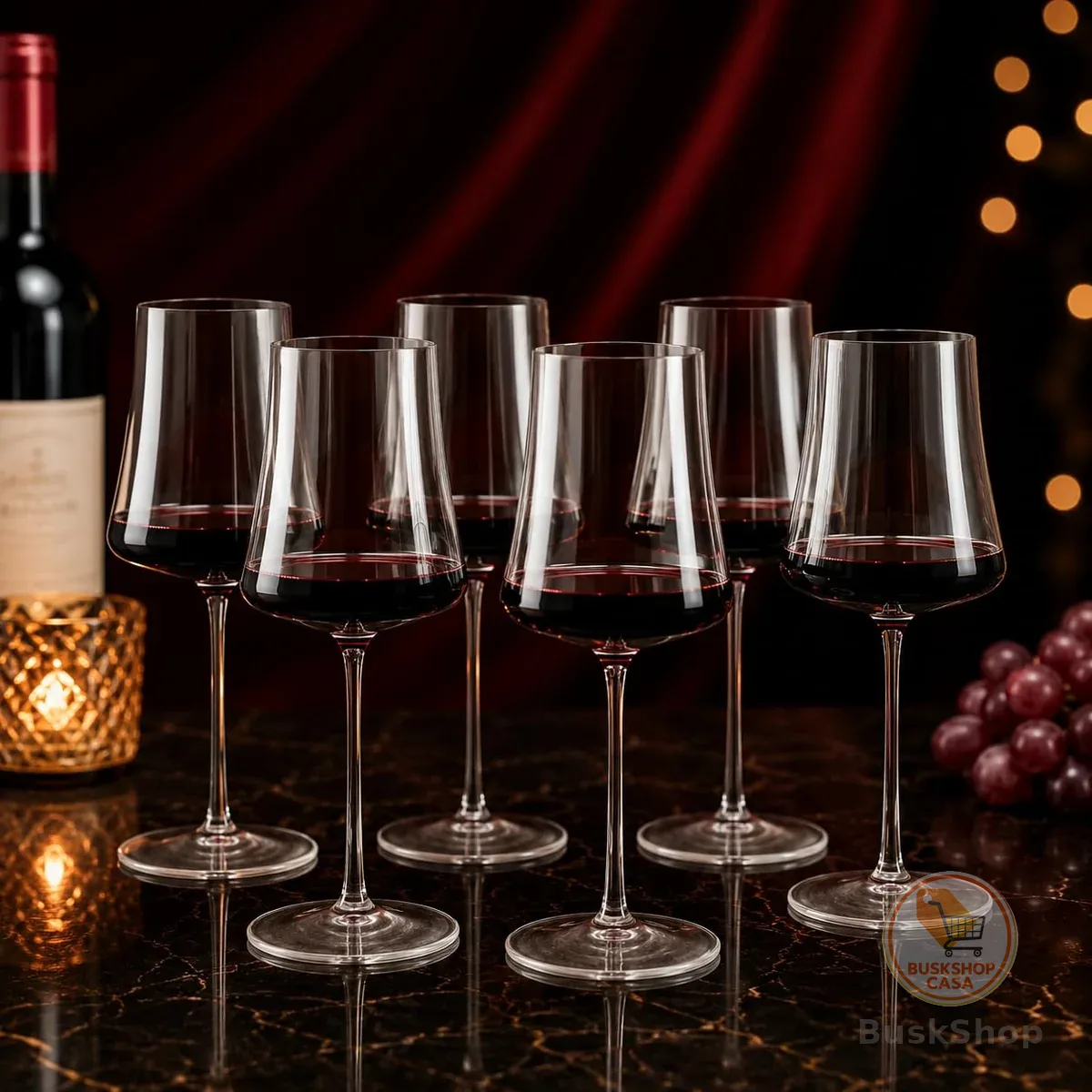 Jogo com 6 Taças para Vinho Tinto em Cristal Ecológico Premium