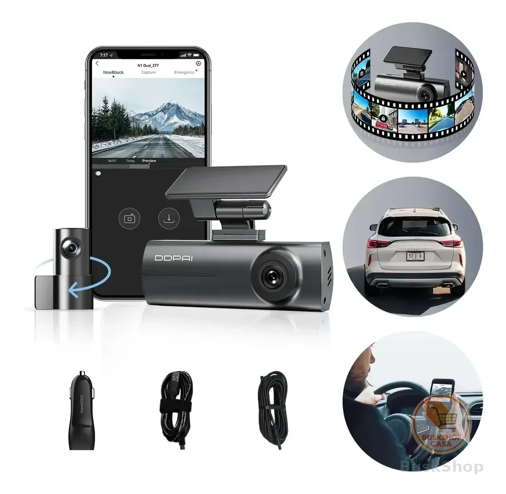 Ddpai N1 Dual Câmera Veicular 1296p+1080p Uber Nightvis App