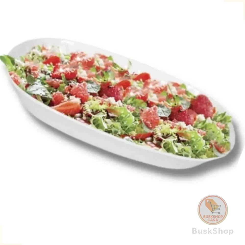 6 Saladeiras Tigelas Travessas Oval Melamine Branca 25 Cm