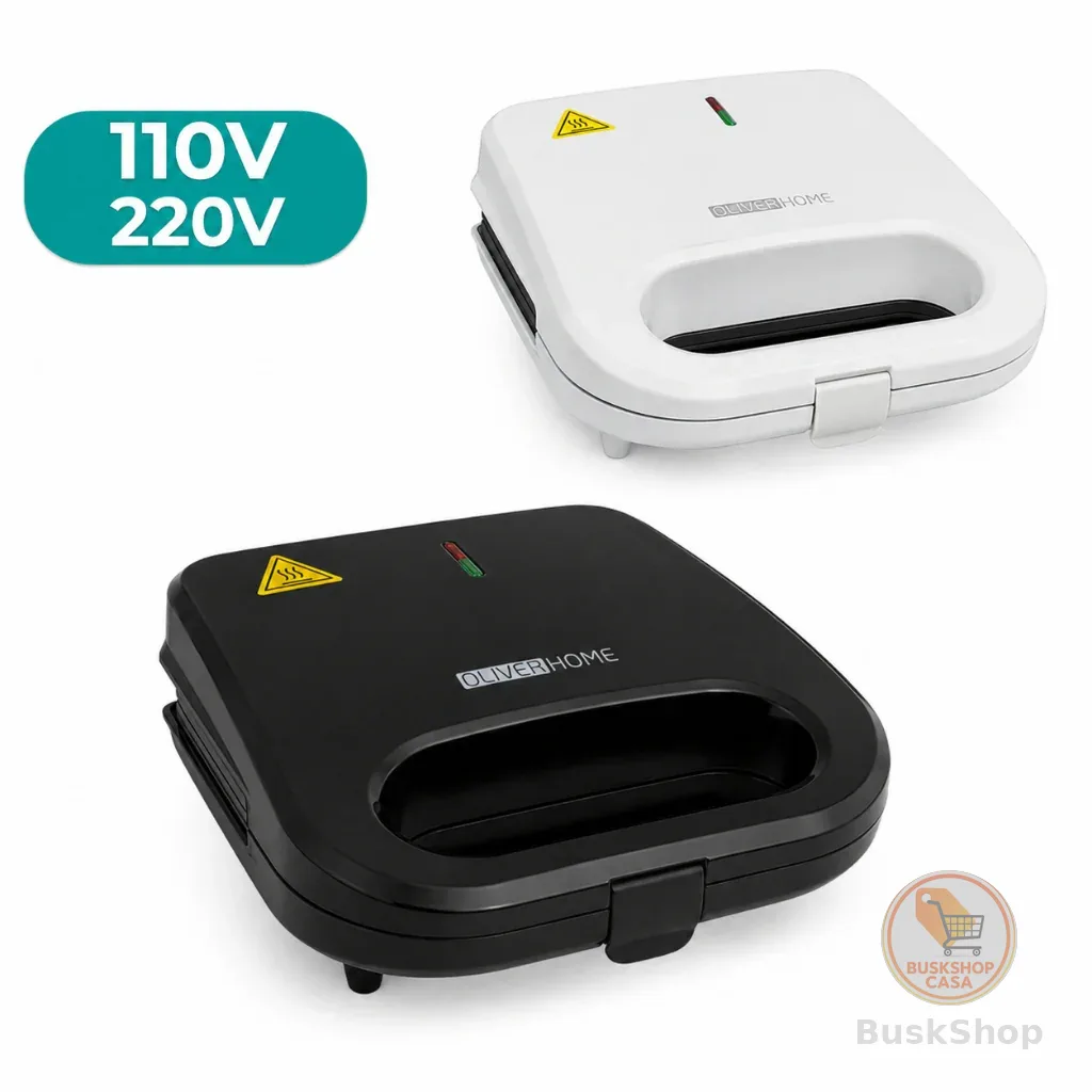 Sanduicheira Elétrica e Grill Família 2 em 1 - Inox antiaderente - 750W Oliver Home
