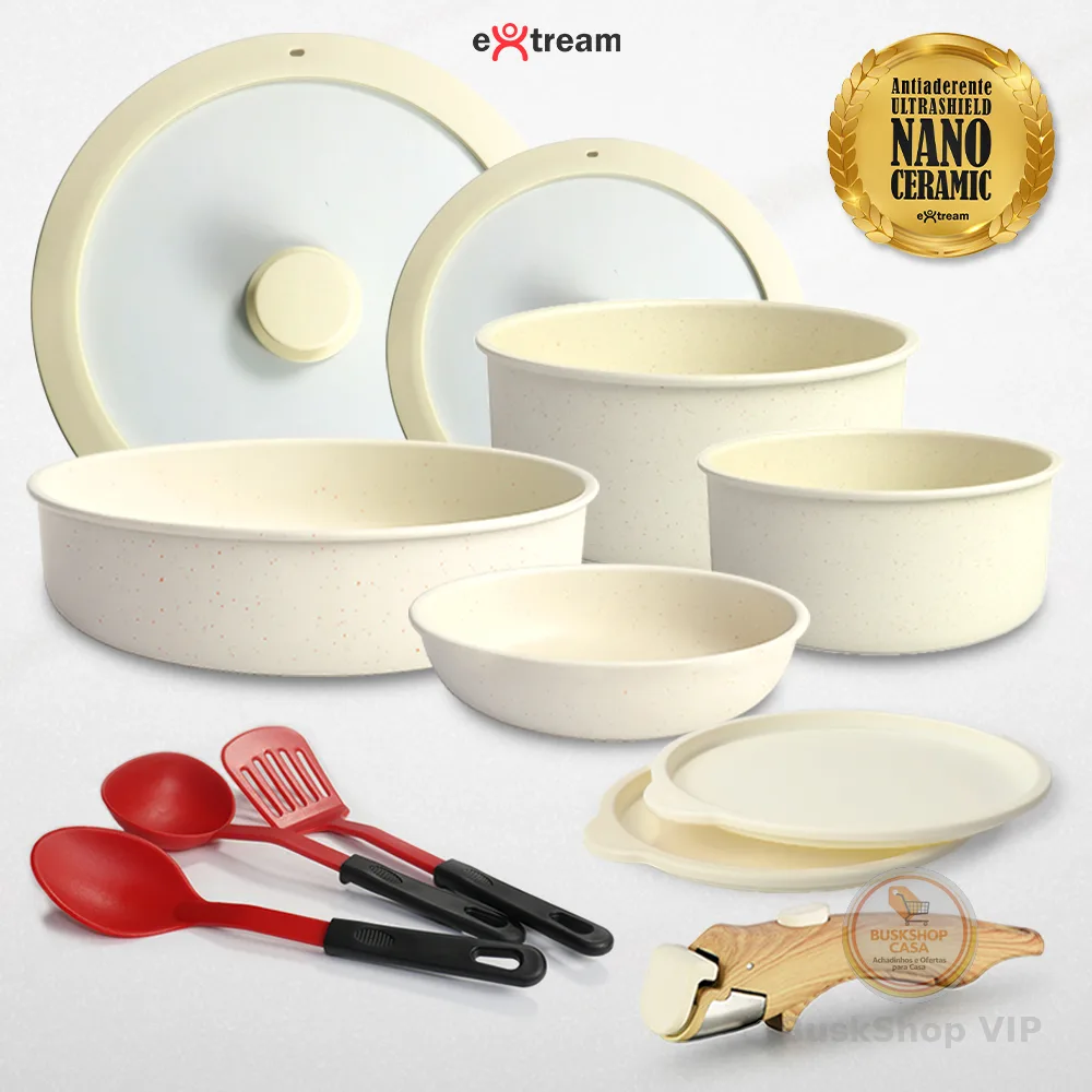 Jogo De Panelas Com Cabo Destacável Nano Ceramic Indução 12 Peças Extream - Fusion Duna