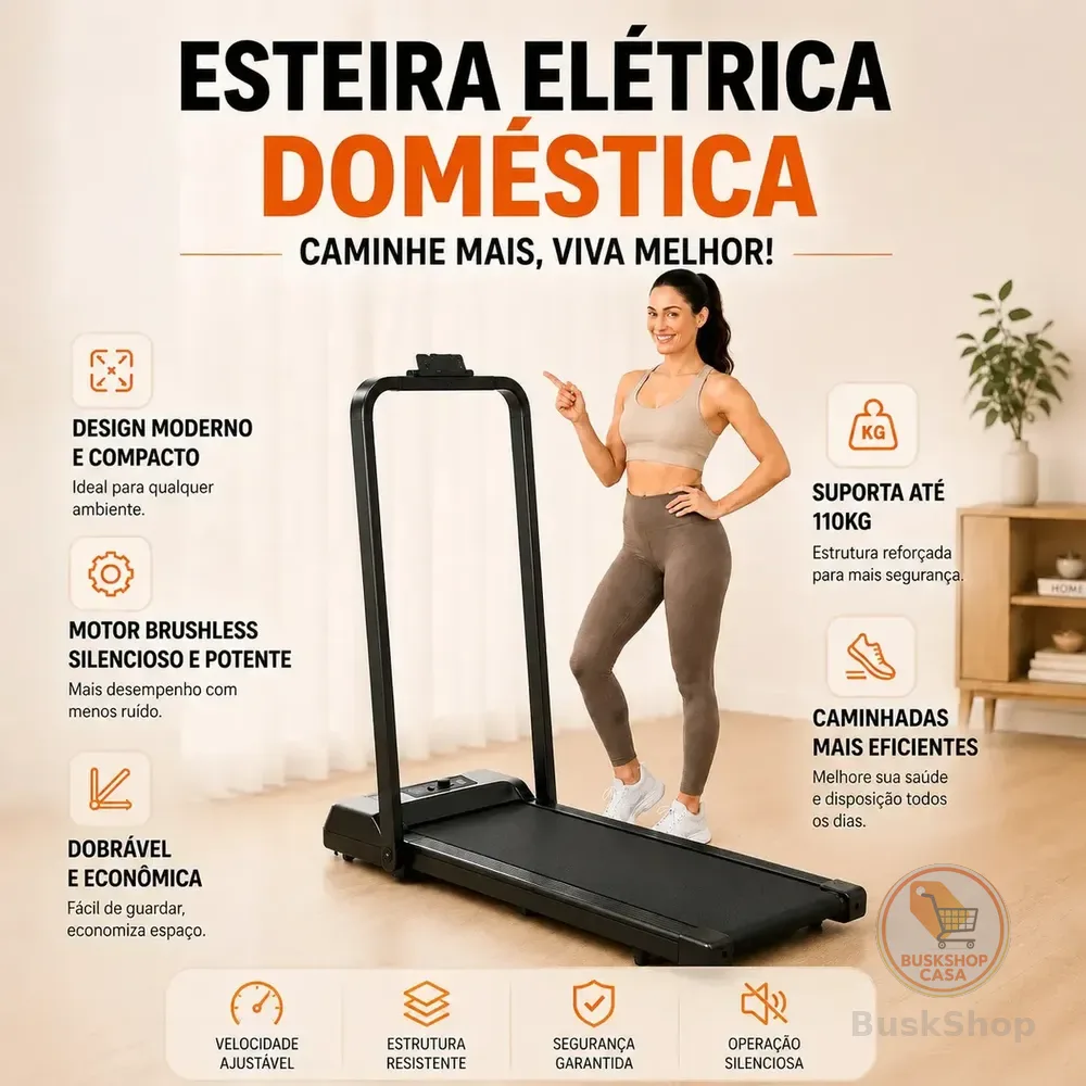 Esteira Elétrica Silenciosa Dobrável Design Compacto Academia Residencial