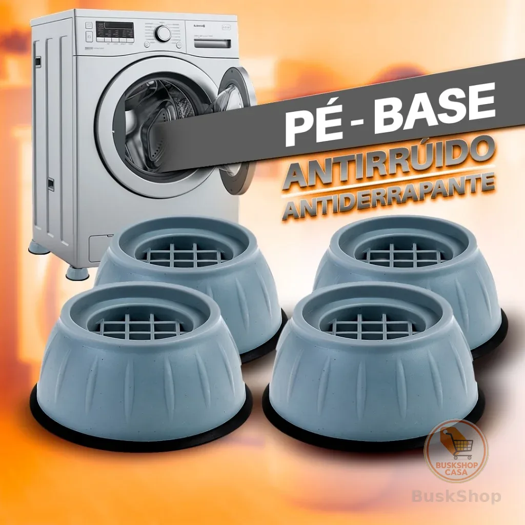 Kit 4 Suporte Anti Vibração Pé Nivelador Sapata Amortecedor Pezinho Máquina de Lava Anti-Rusiduos
