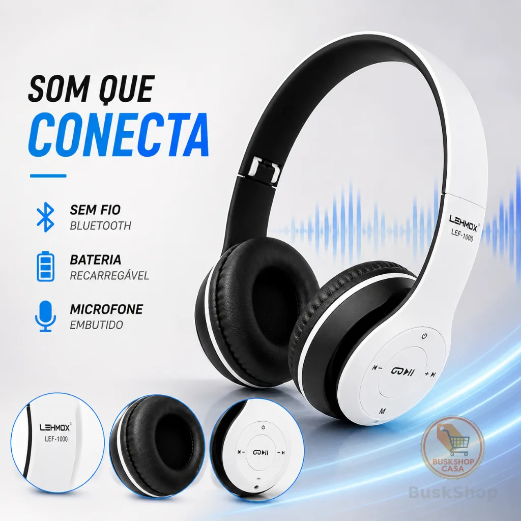 Headset Bluetooth Sem Fio X-Cell Confortável para Música Chamadas e Jogos