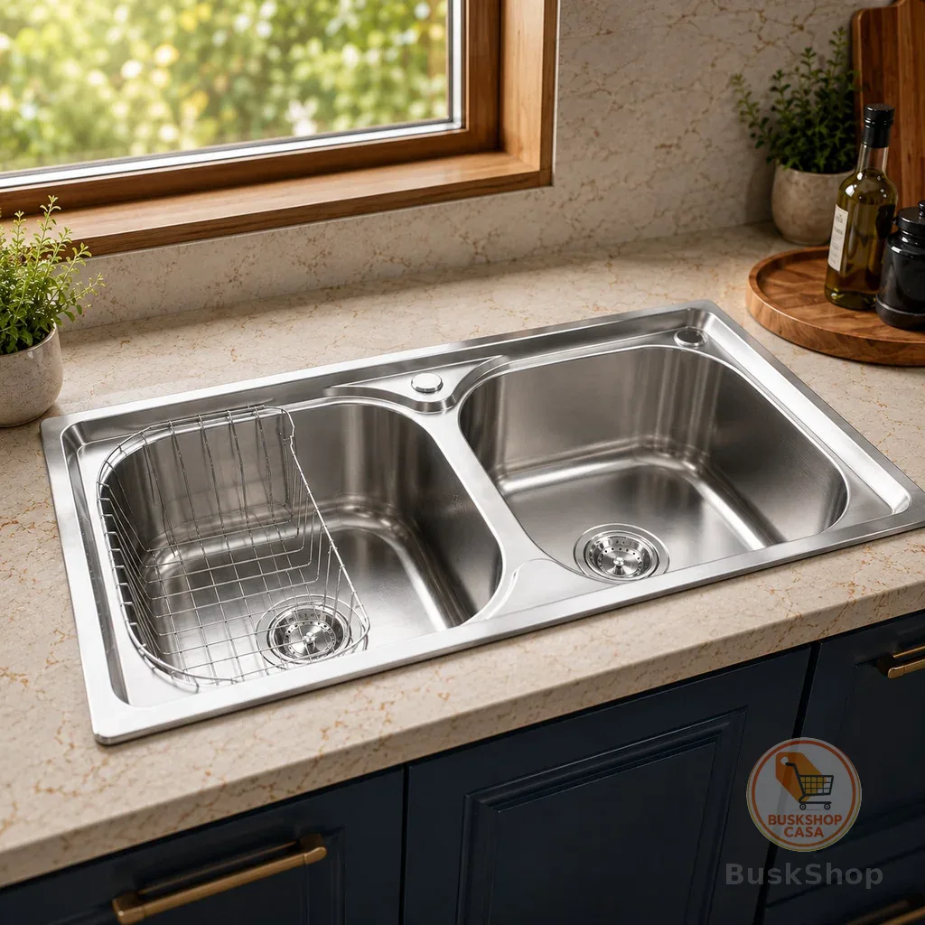 Cuba Dupla Gourmet Cozinha Aço Inox 201 78x43 cm Com Acessórios