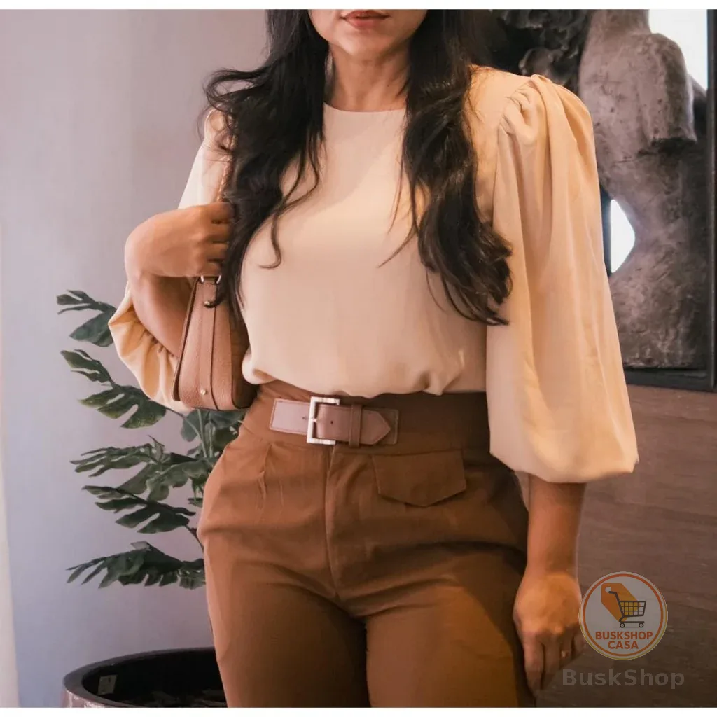 Blusa Feminina Alfaiataria Duna social 3/4 princesa Tendência P ao GG Moda Evangélica