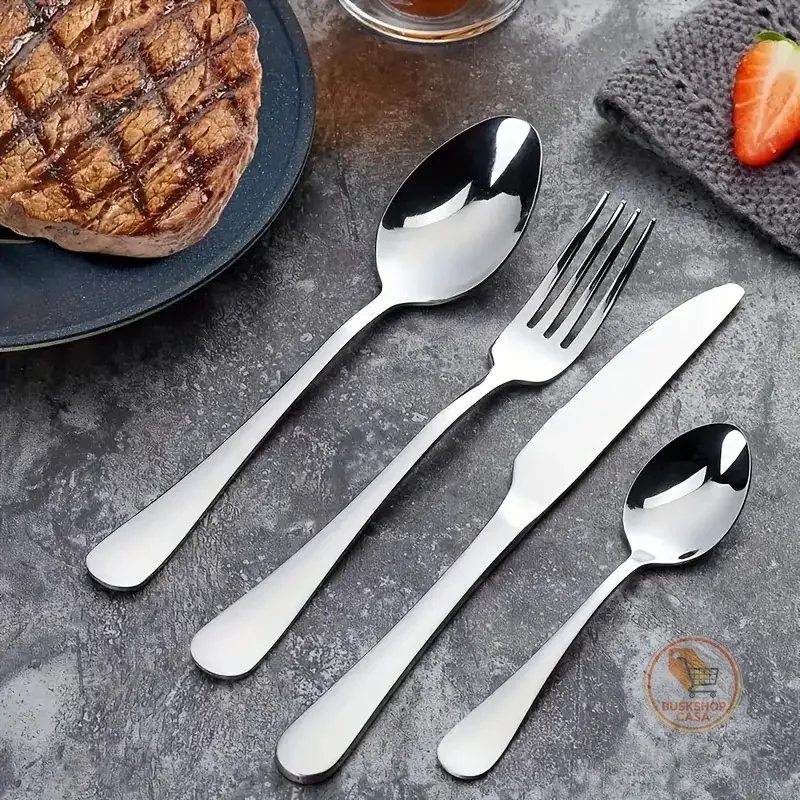 Talheres De Aço Inox Ouro 18 Peças Garfo Colher Faca Colher De Sobremesa Colher De Suco Promoções