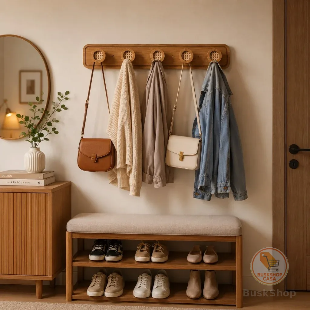 Cabideiro de Parede Boho com Palha Indiana para Quartos/Salas/Loja de Roupas- Provadores