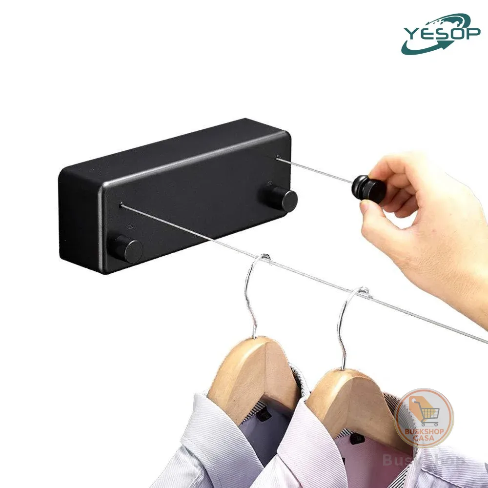 Varal Retrátil De Parede Duplo Automático Corda de Aço 4.2m Reforçado para Apartamento e Lavanderia Suporta 40kg