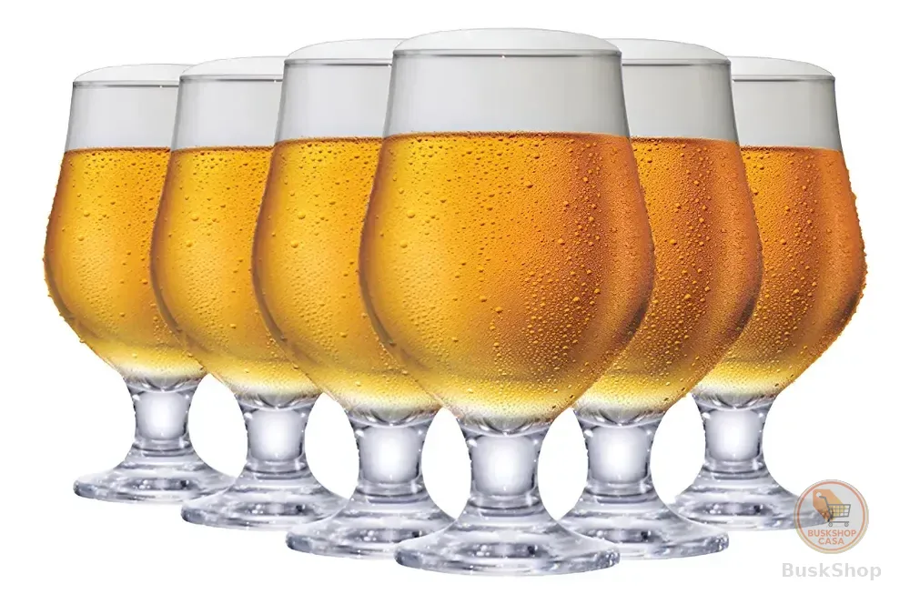 Jogo de 6 Taças de Cerveja Ruvolo Beer Master Vidro 380ml