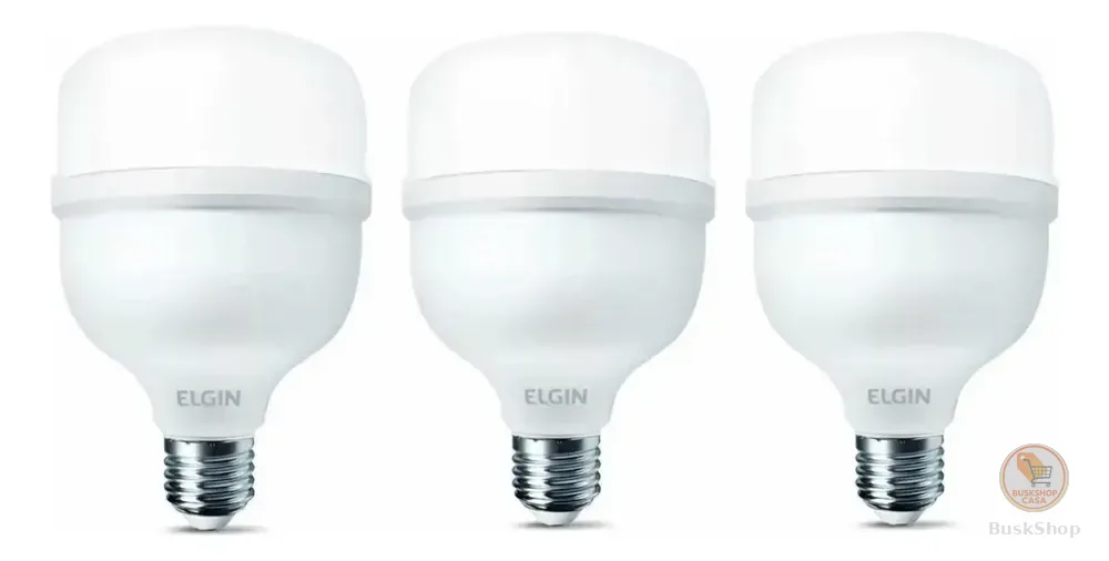 Kit 3 Lâmpadas Led Alta Potência Super Bulbo 40w Branco Frio Luz Branco-frio