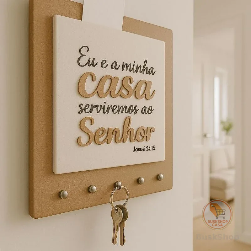Porta-Chaves de Parede em MDF – 5 Ganchos | Decorativo, Multiuso, Design Moderno | Envio Mega Rápido