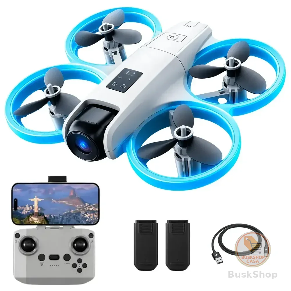 Drone Vision Pro Com Dual Câmera Iniciantes 2 Baterias Cinza