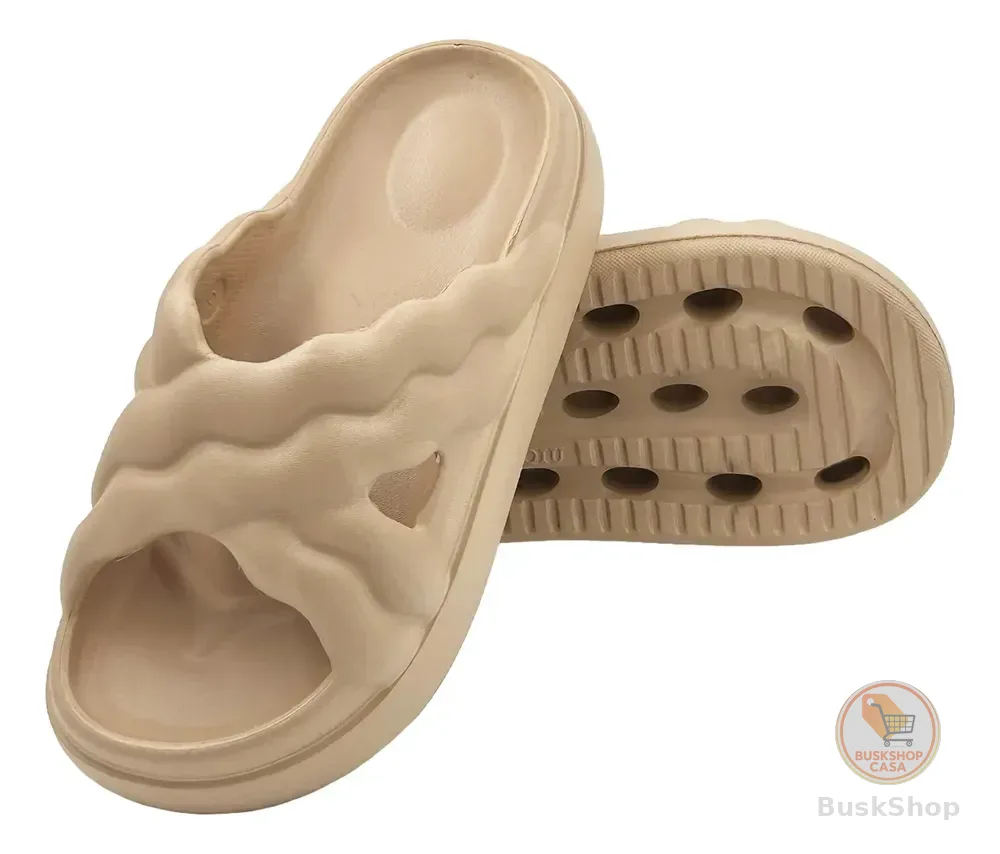 Sandalia Plataforma Eva 5cm Leve Conforto Antiderrap Cáqui Liso 39-40 Br