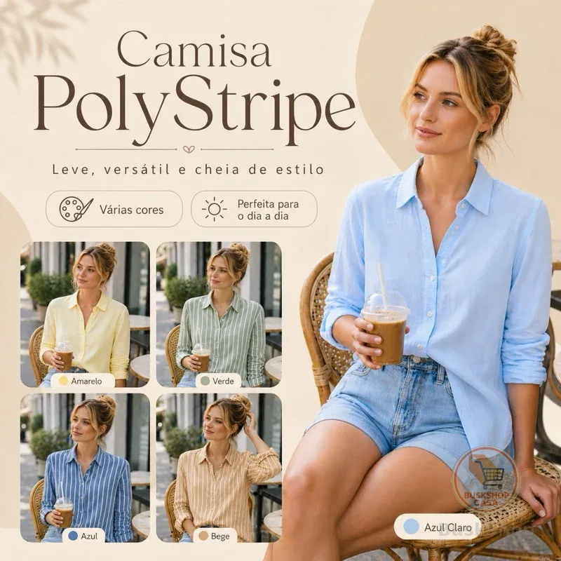 Camisa de botão feminina linho poliester saída de praia verão