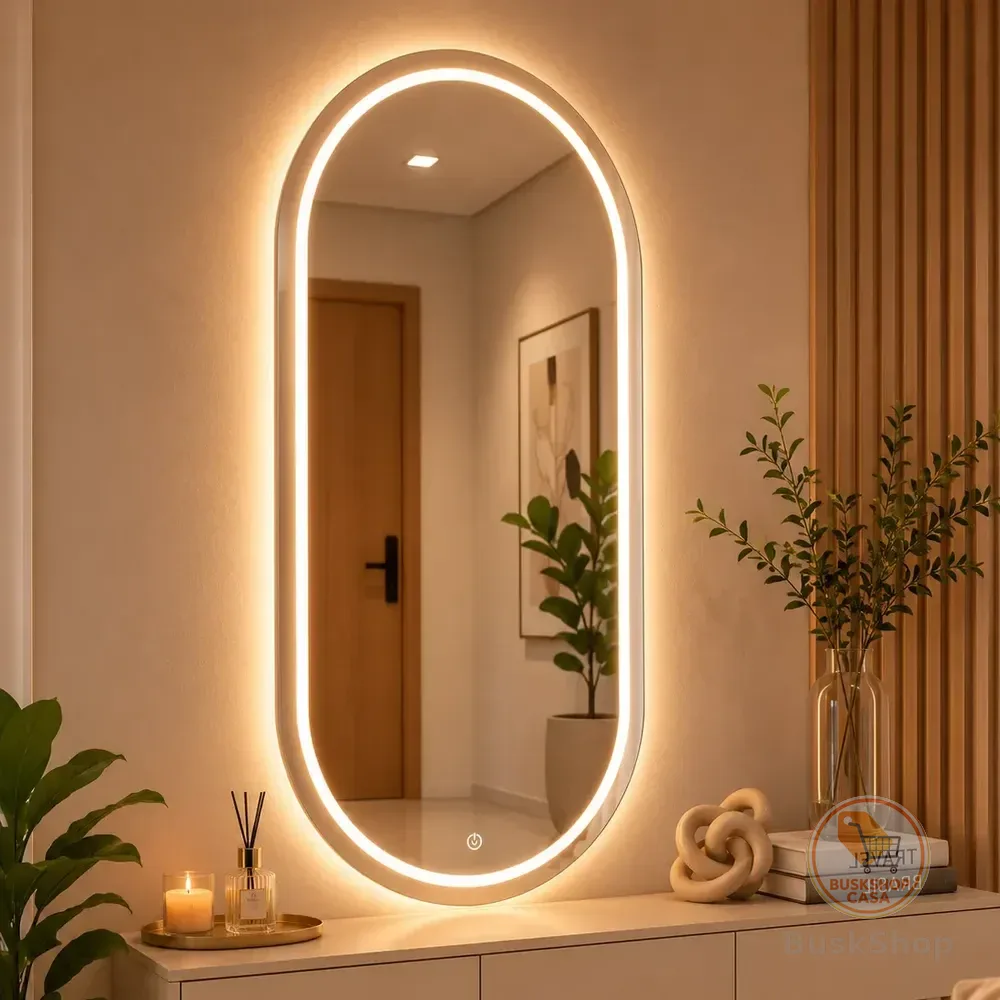 Espelho Com Led 3 Cores E Touch Oval 80x40 Jateado Banheiro