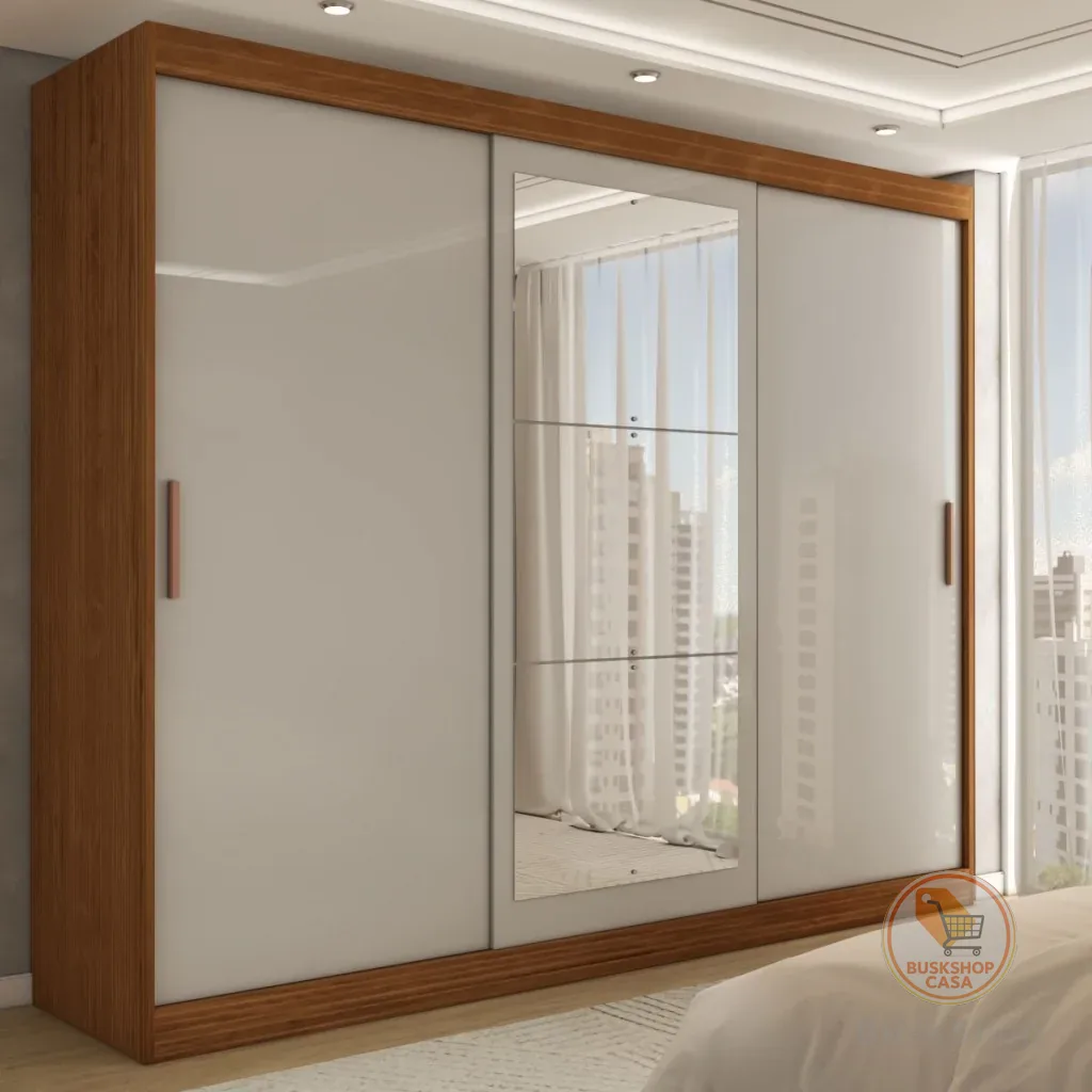 Guarda-Roupa Casal Harvard 3 Portas 2 Gavetas com Espelho 100% Mdf - Panorama Móveis