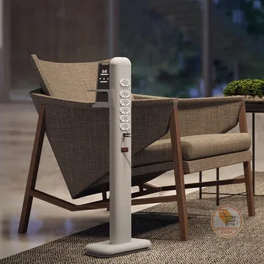 Totem Extensão Elétrica Com 6 Tomadas 1 Usb + 1 Usb-c Octoo Prata , Titanium e Preto