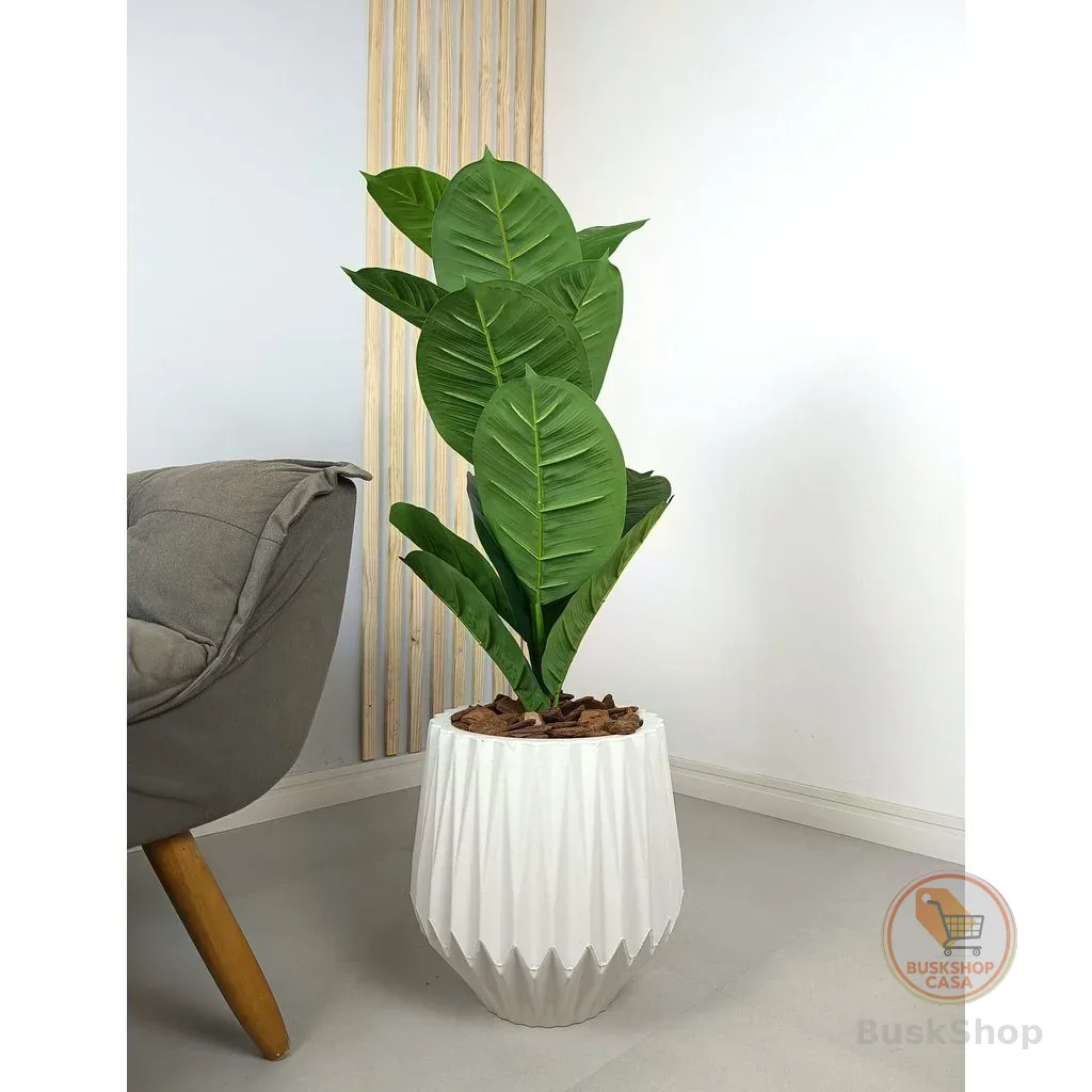 Planta Ficus Artificial Jiboia Com Vaso Origami Polietileno